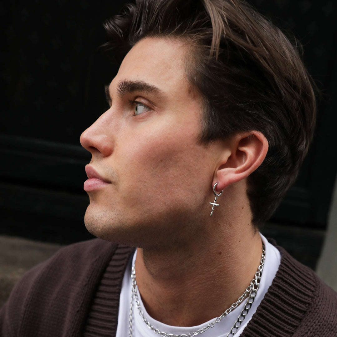 Cross - Øreringe Oxideret Stål