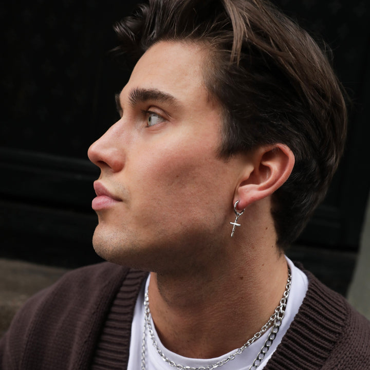 Cross - Øreringe Oxideret Stål