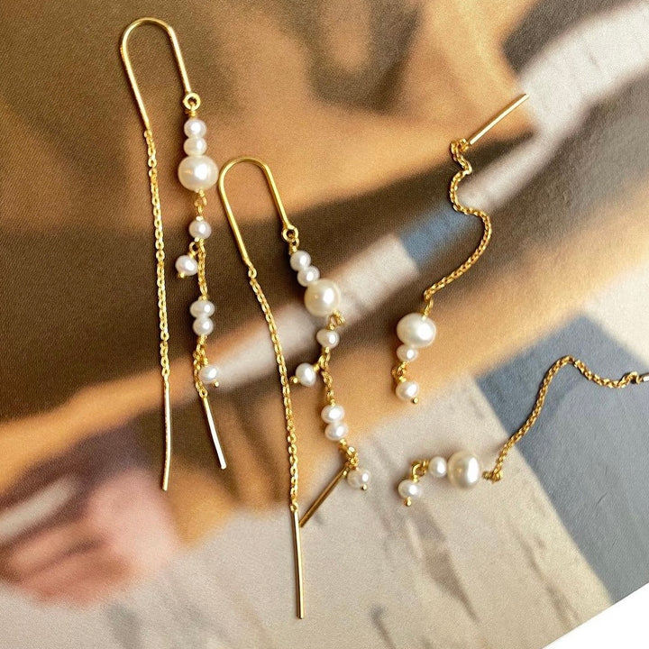 Sofia - Chain earring Gold-plated with freshwater pearls