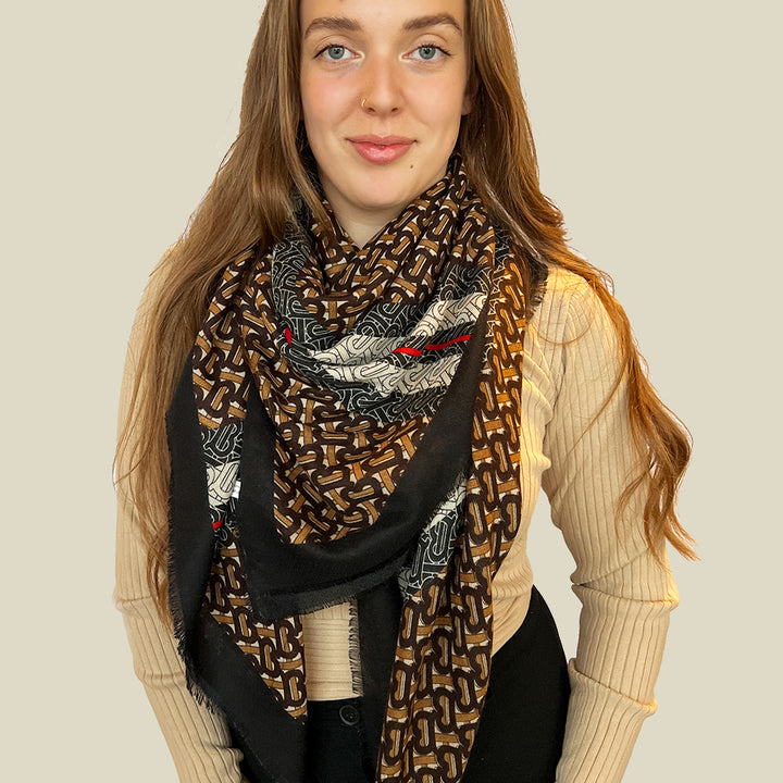 Sistie Scarf - Black and brown pattern