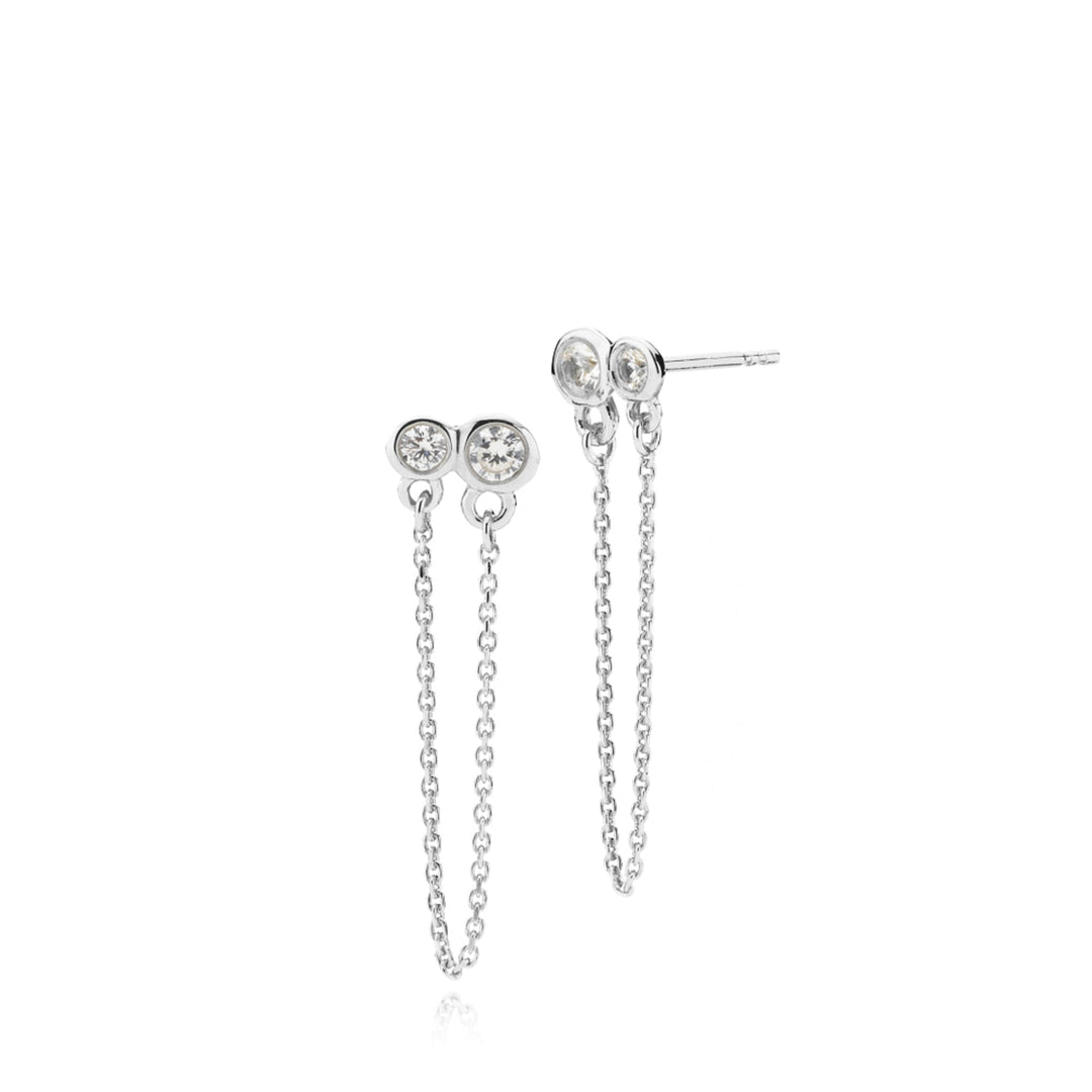Metis - Chain earring Silver with zircon