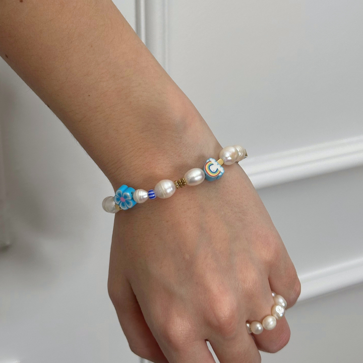 Kora - Blue Pearl Bracelet Gold Plated