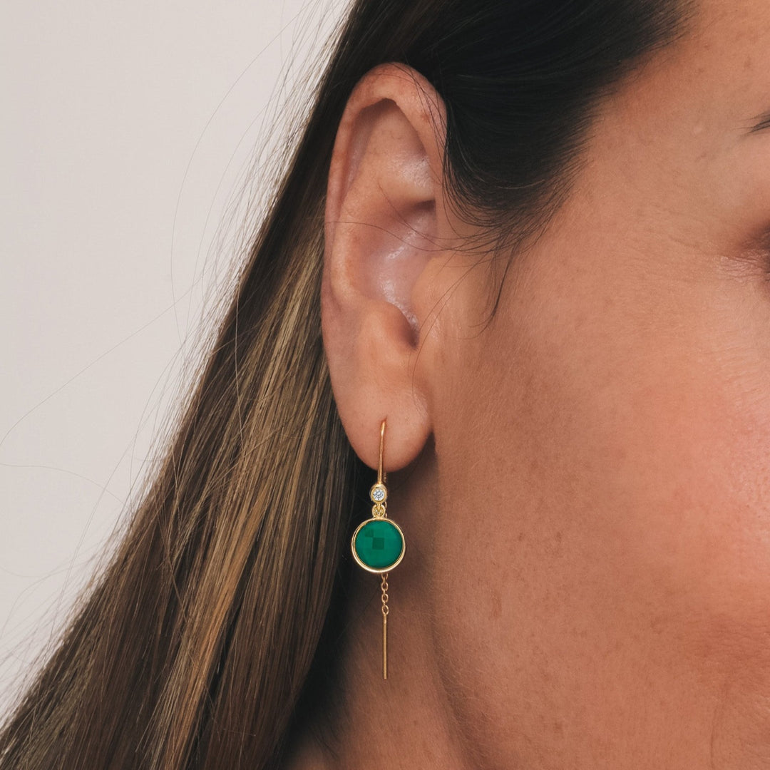 Prima Donna - Earrings Gilded with green stone