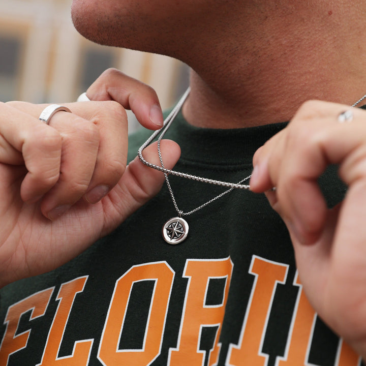 Compass - Necklace Oxidized Steel