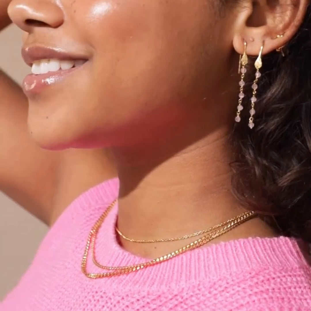 Boheme - Long earring pink Gold plated