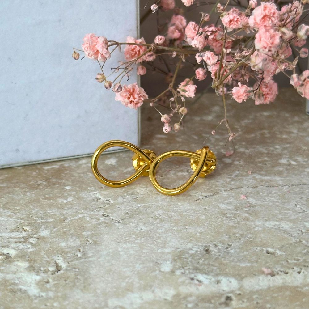 EVERYDAY - Earring stud medium shiny goldpl. silver