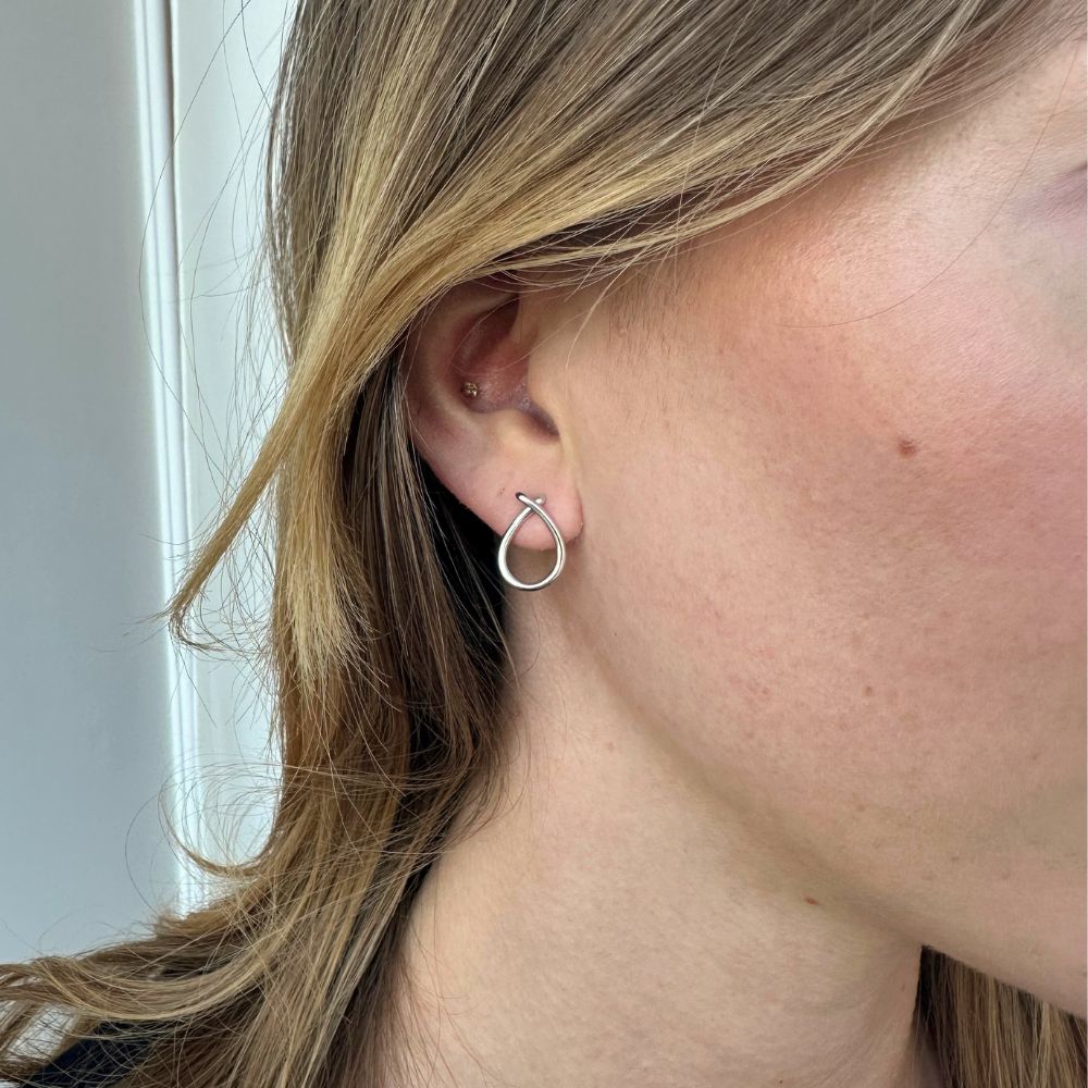 EVERYDAY - Earring stud medium shiny white silver
