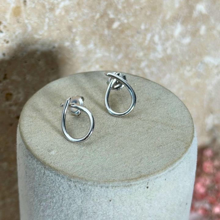 EVERYDAY - Earring stud medium shiny white silver