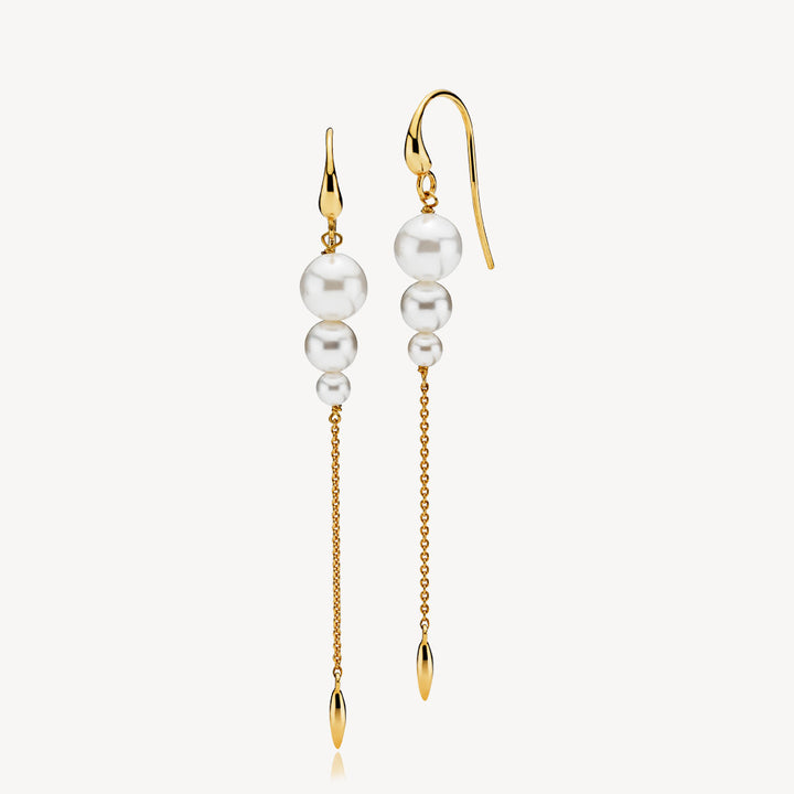 MISS PEARL - Earhook shiny gold pl. silver. freshwaterpearl