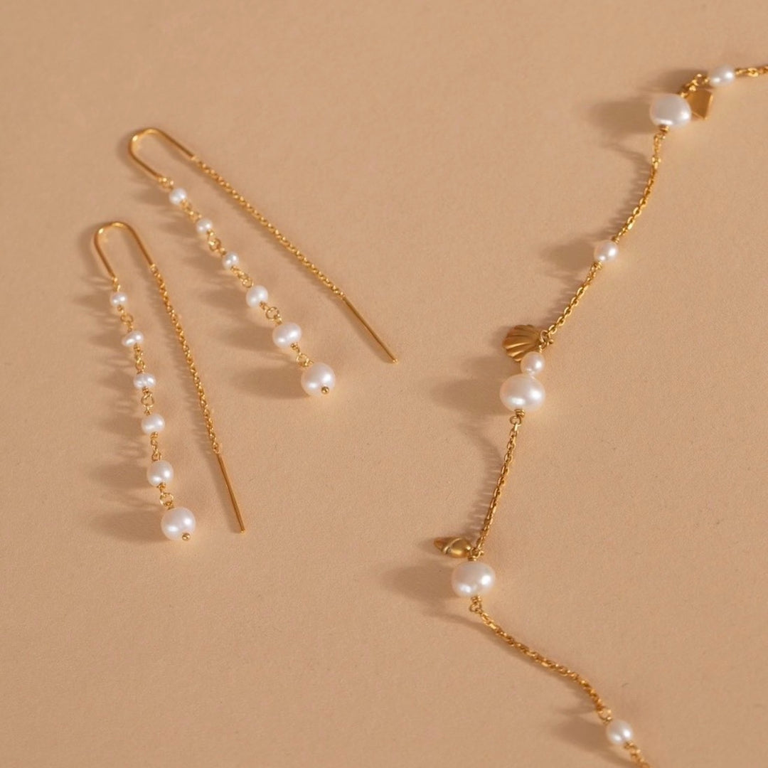 PARADISE - Earrings Gold &amp; Freshwater pearls