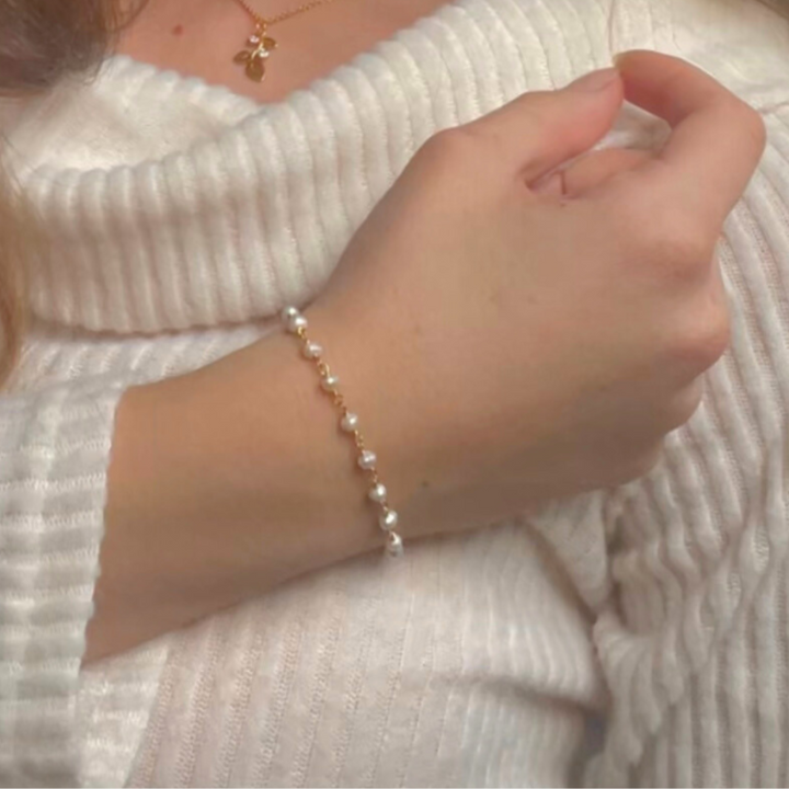 MISS PEARL - Bracelet gold pl. silver. fresh water pearl