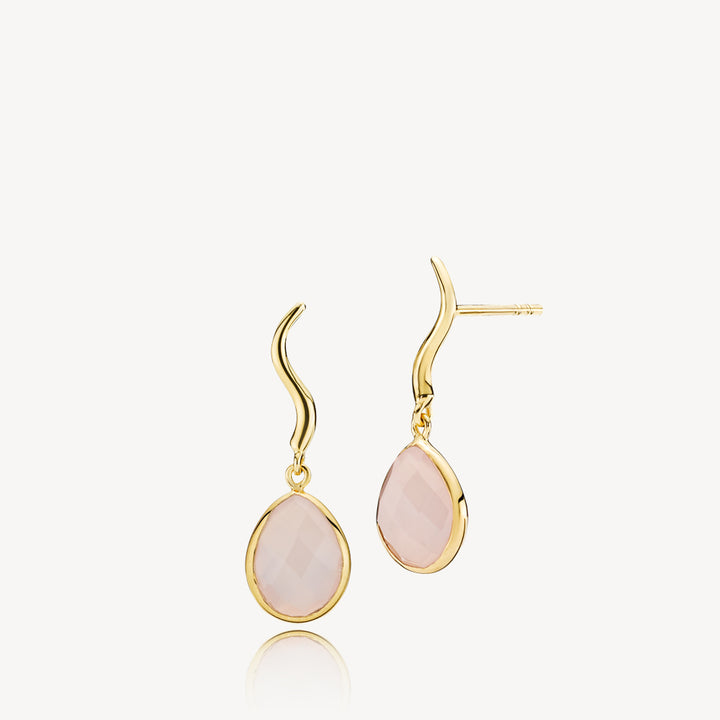 Marie - Earrings Gilded with pink chalcedony