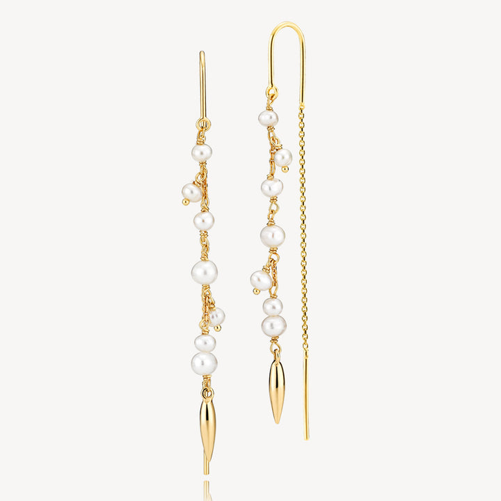 Majesty - Long earring with freshwater pearls Gold plated