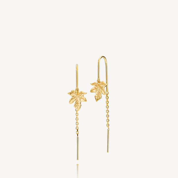 Caley - Chain earrings with leaf Gold plated