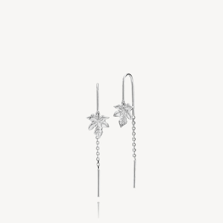 Caley - Chain earrings with leaf Silver