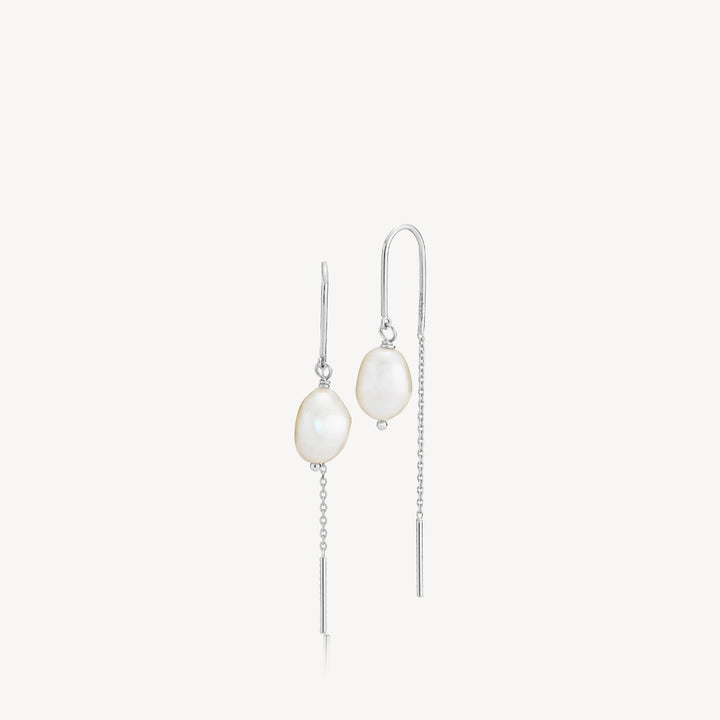 Caley - Chain earrings with pearl Silver