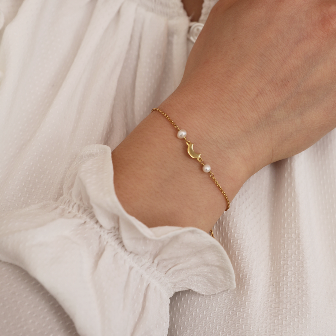 DREAM - Bracelet gold pl. recycled silver freshwater pearls