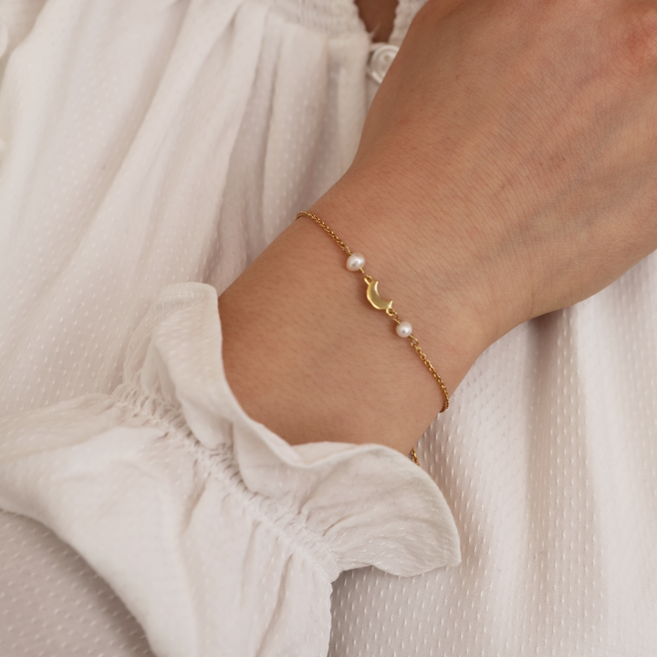 DREAM - Bracelet gold pl. recycled silver freshwater pearls