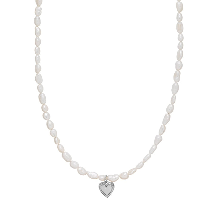 Anne Sofie Krab x Sistie - Pearl necklace with heart Silver