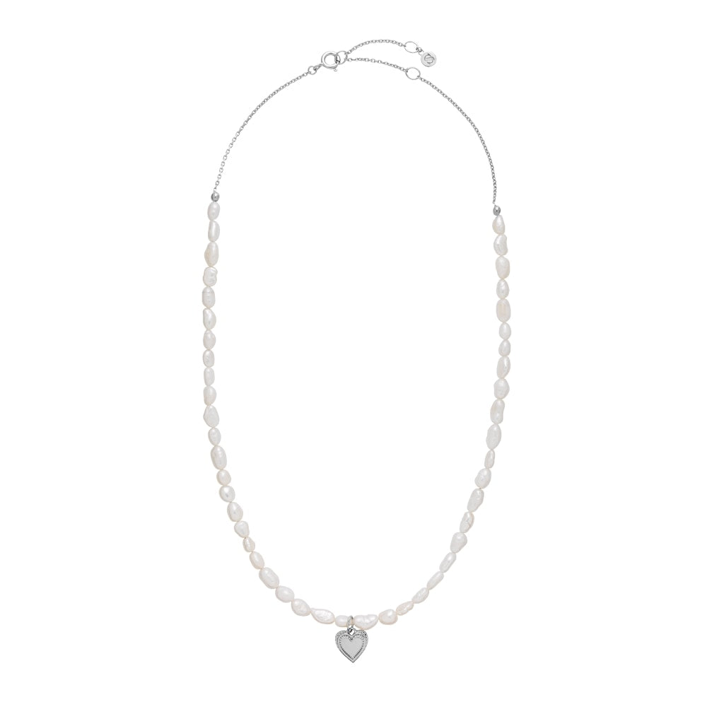 Anne Sofie Krab x Sistie - Pearl necklace with heart Silver