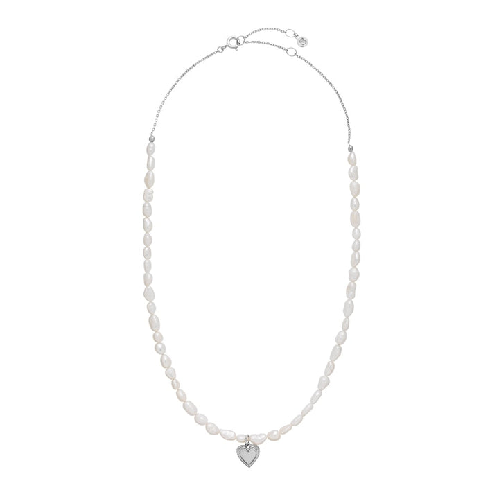 Anne Sofie Krab x Sistie - Pearl necklace with heart Silver